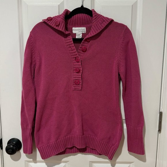 Chadwick's Sweaters - Real Comfort by Chadwick's‎ Pink Pullover Cotton Button Sweater - Size Small